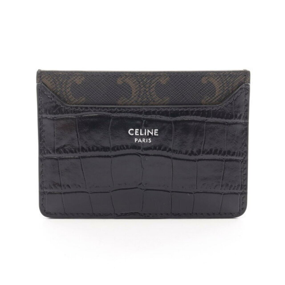 Celine Triomphe Wallet Leather Black Brown - Picture 2 of 4